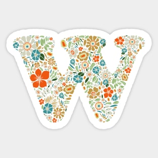 Hippie Floral Letter W Sticker